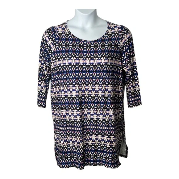 Philosophy Print Tunic Top Black, Blue, and Pink, Size 1X New - Picture 2 of 8